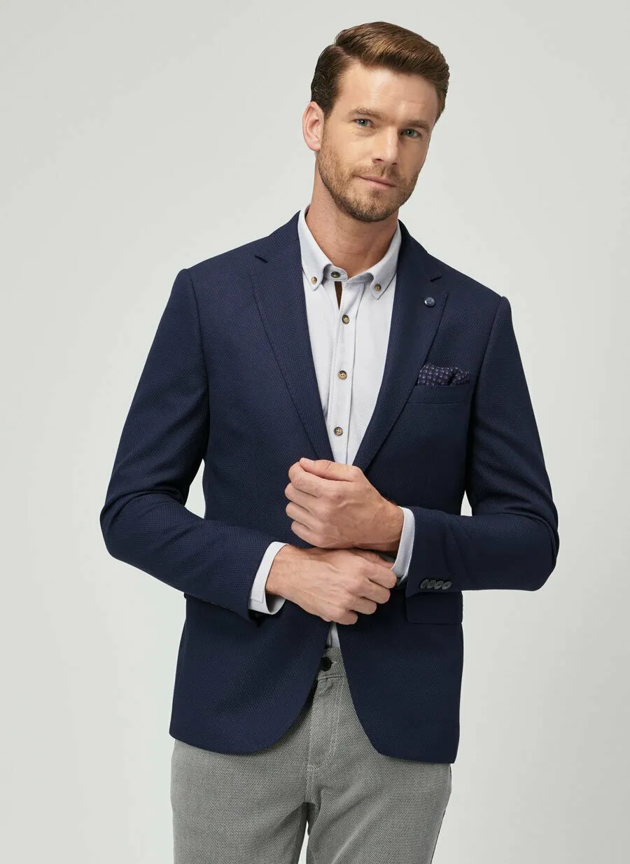 16909 Navy Blue Slim Fit Jacket