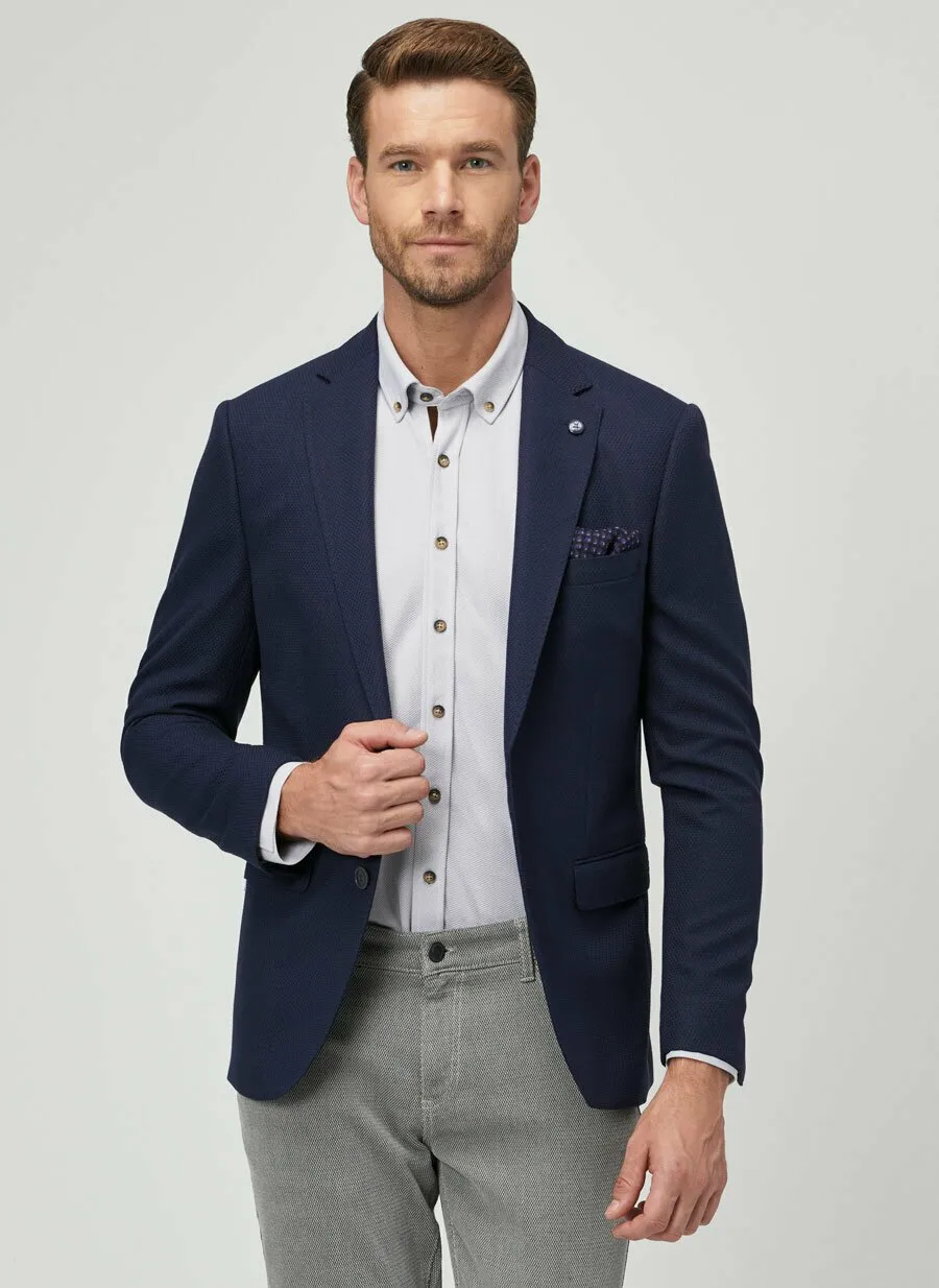 16909 Navy Blue Slim Fit Jacket