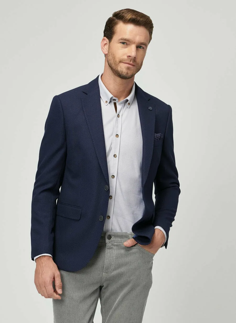 16909 Navy Blue Slim Fit Jacket