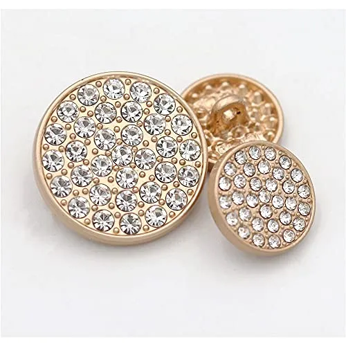 5 Pcs Fashion Metal Rhinestone Button for Sewing Handmade Clothes Coat Accessories(Gold,20mm)