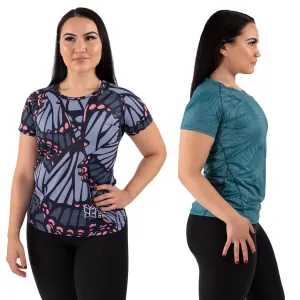 93brand Women's Dry Fit T-Shirt 2-PACK - Palm/Butterfly