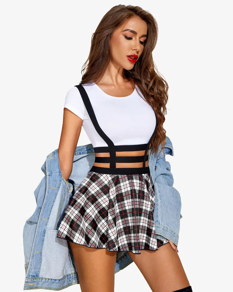 A-Line Suspender Pleated Skirt