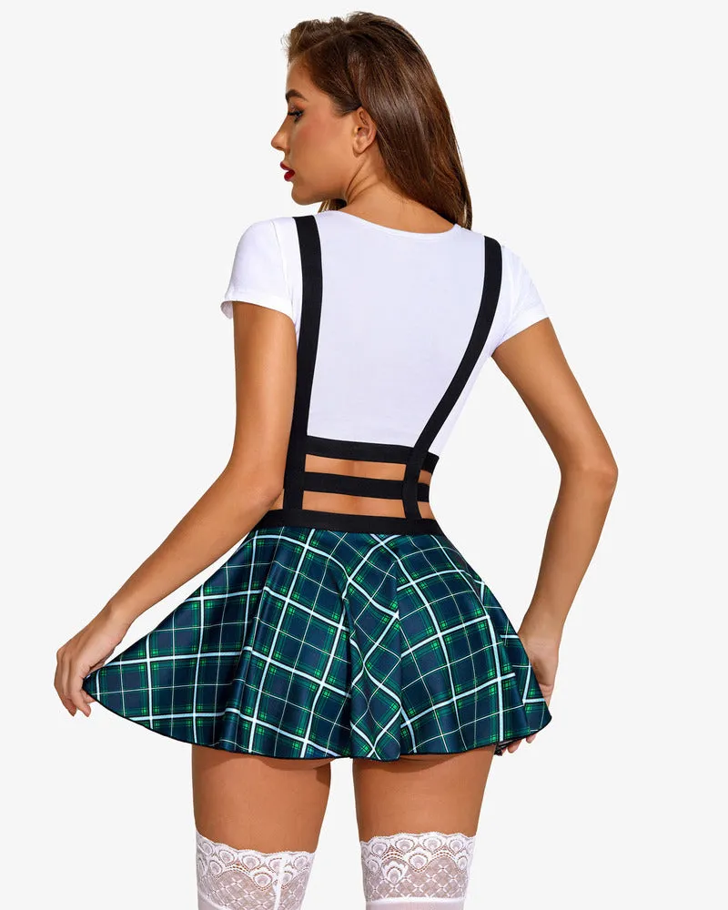 A-Line Suspender Pleated Skirt