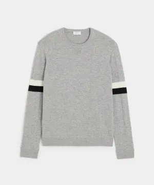 Arm Stripe Cashmere Sweatshirt in Grey Heather