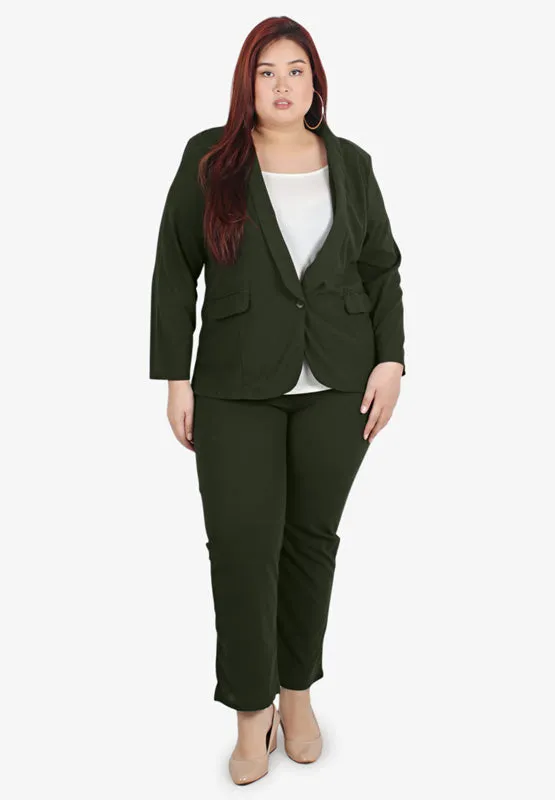 Blair Stretch Work Blazer - Dark Moss Green