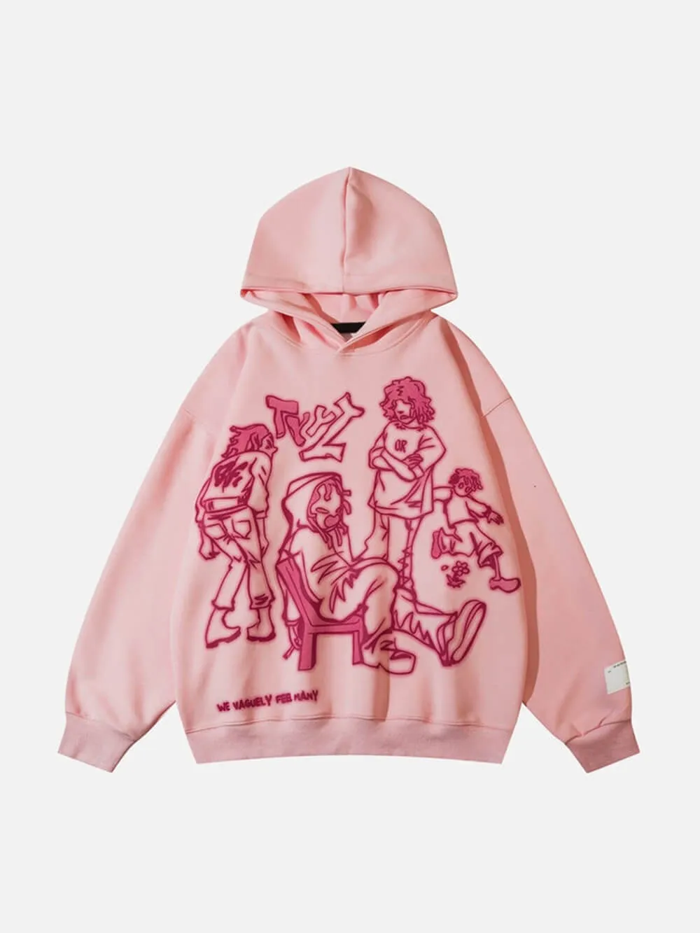 Cartoon Line Character Print Hoodie