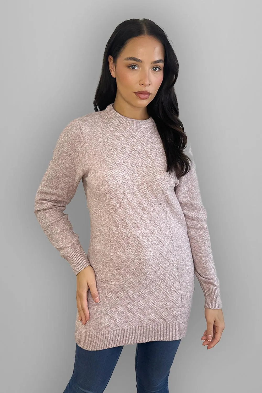 Crossed Knit Longline Pullover