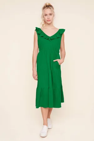 Elaine Ruffle Tiered Midi Dress