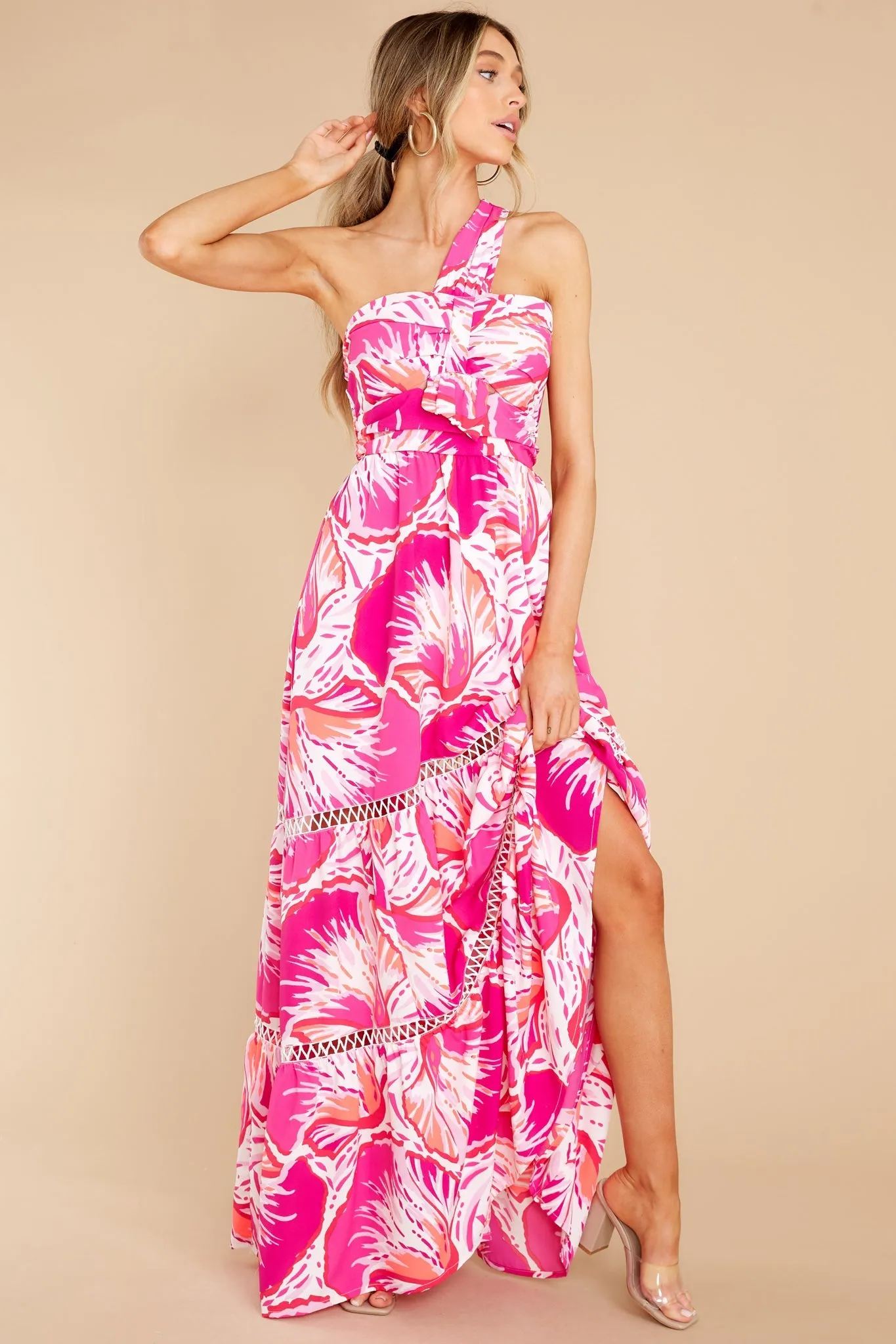 Elle Pink Shell Print Maxi Dress