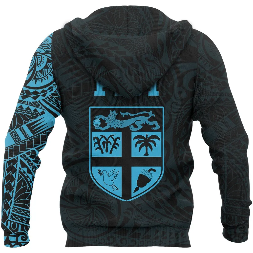 Fiji In My Heart Polynesian Tattoo Style Hoodie Blue A7