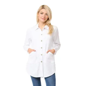 Focus Lightweight Long Waffle Shirt in White - LW-110-WT