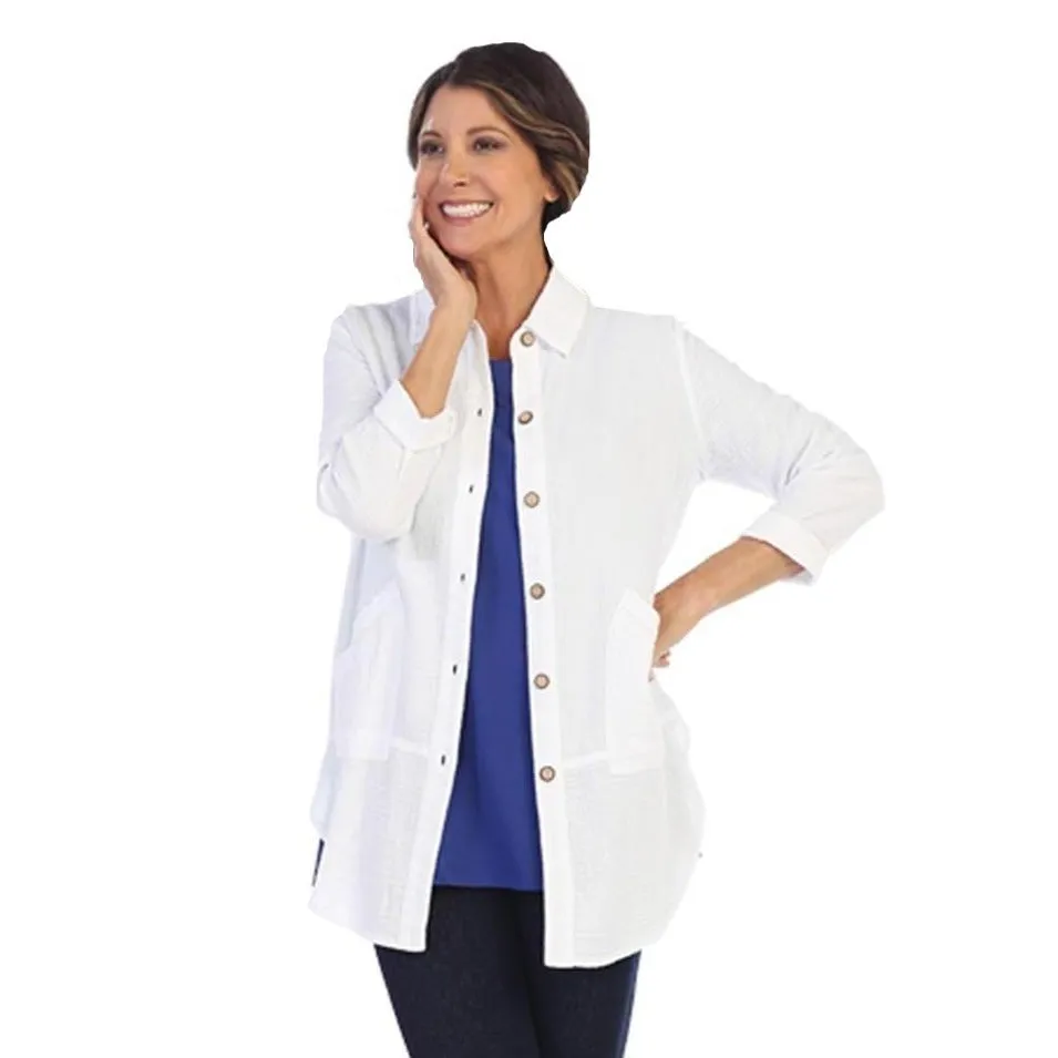 Focus Lightweight Long Waffle Shirt in White - LW-110-WT