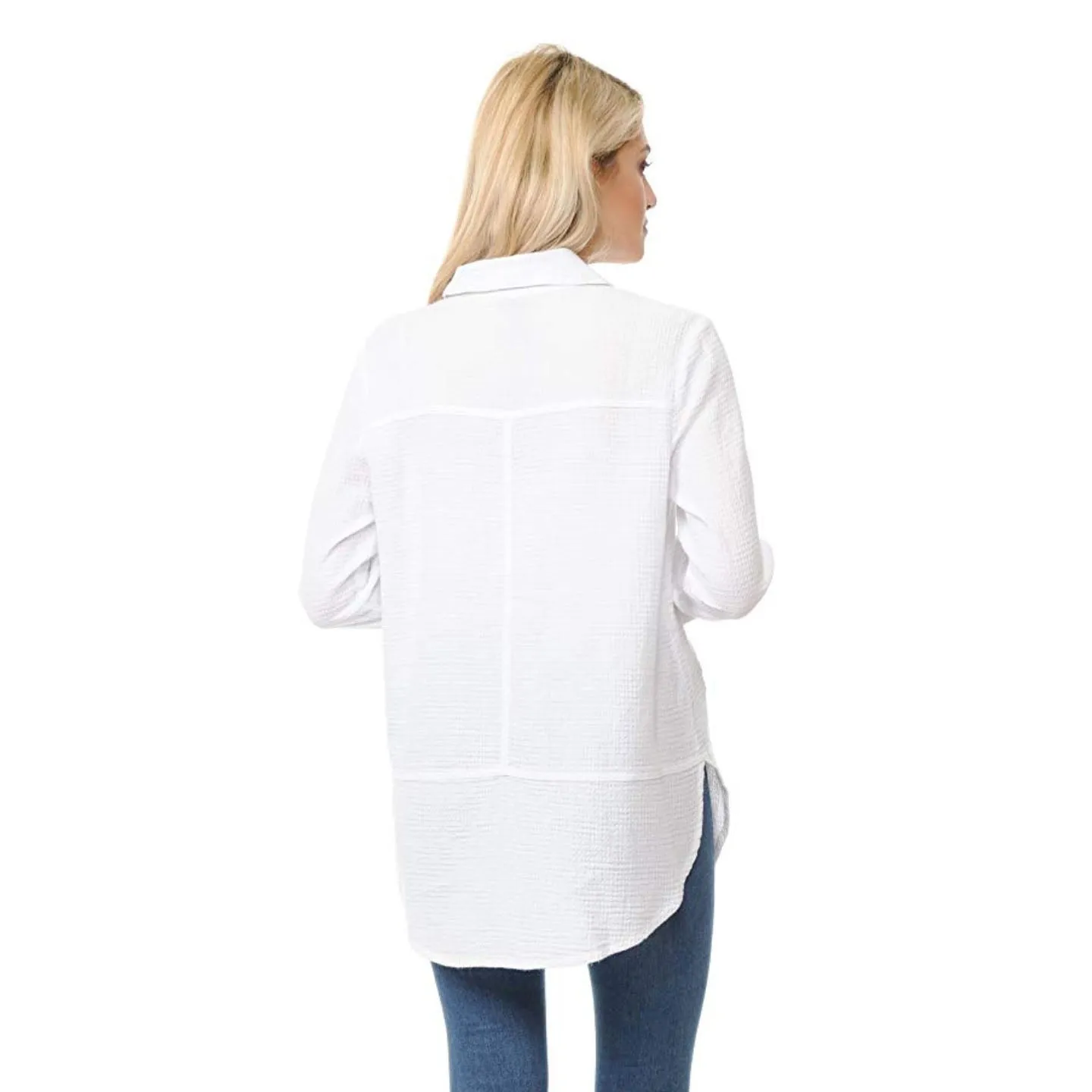 Focus Lightweight Long Waffle Shirt in White - LW-110-WT