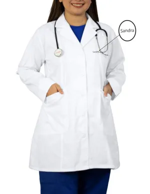 Free Embroidery Heedfit Women's Two Pocket 35 Inches White Medical Lab Coat