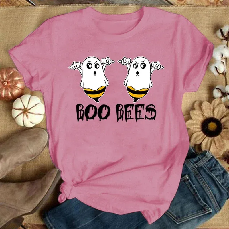 Funny "Boo Bees" Graphic Tee - Casual Summer Short Sleeve Shirt for Women