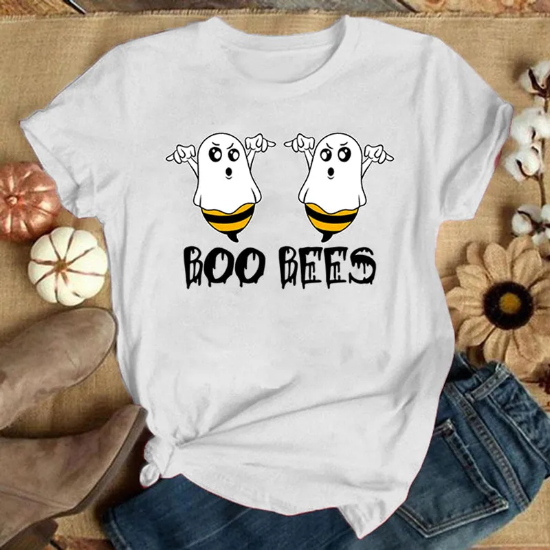 Funny "Boo Bees" Graphic Tee - Casual Summer Short Sleeve Shirt for Women