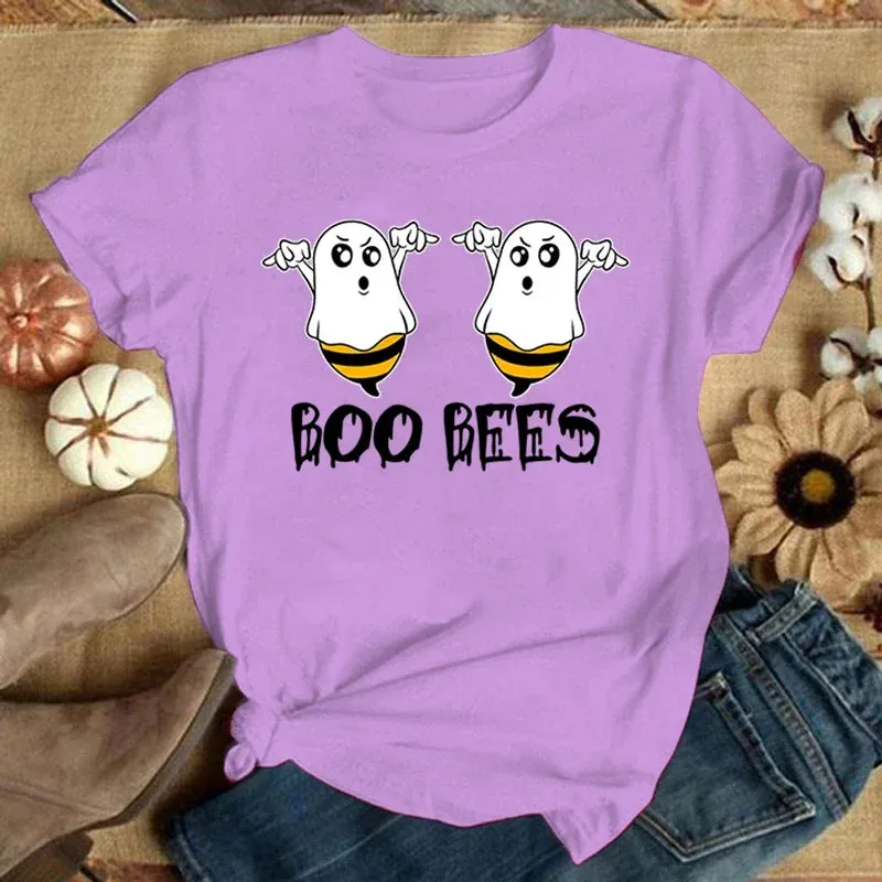 Funny "Boo Bees" Graphic Tee - Casual Summer Short Sleeve Shirt for Women