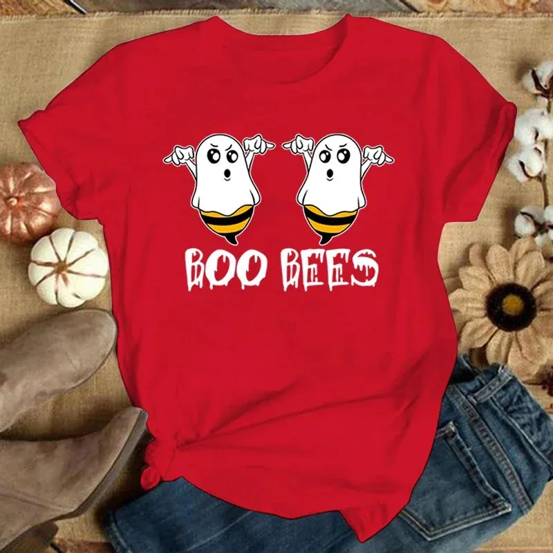 Funny "Boo Bees" Graphic Tee - Casual Summer Short Sleeve Shirt for Women