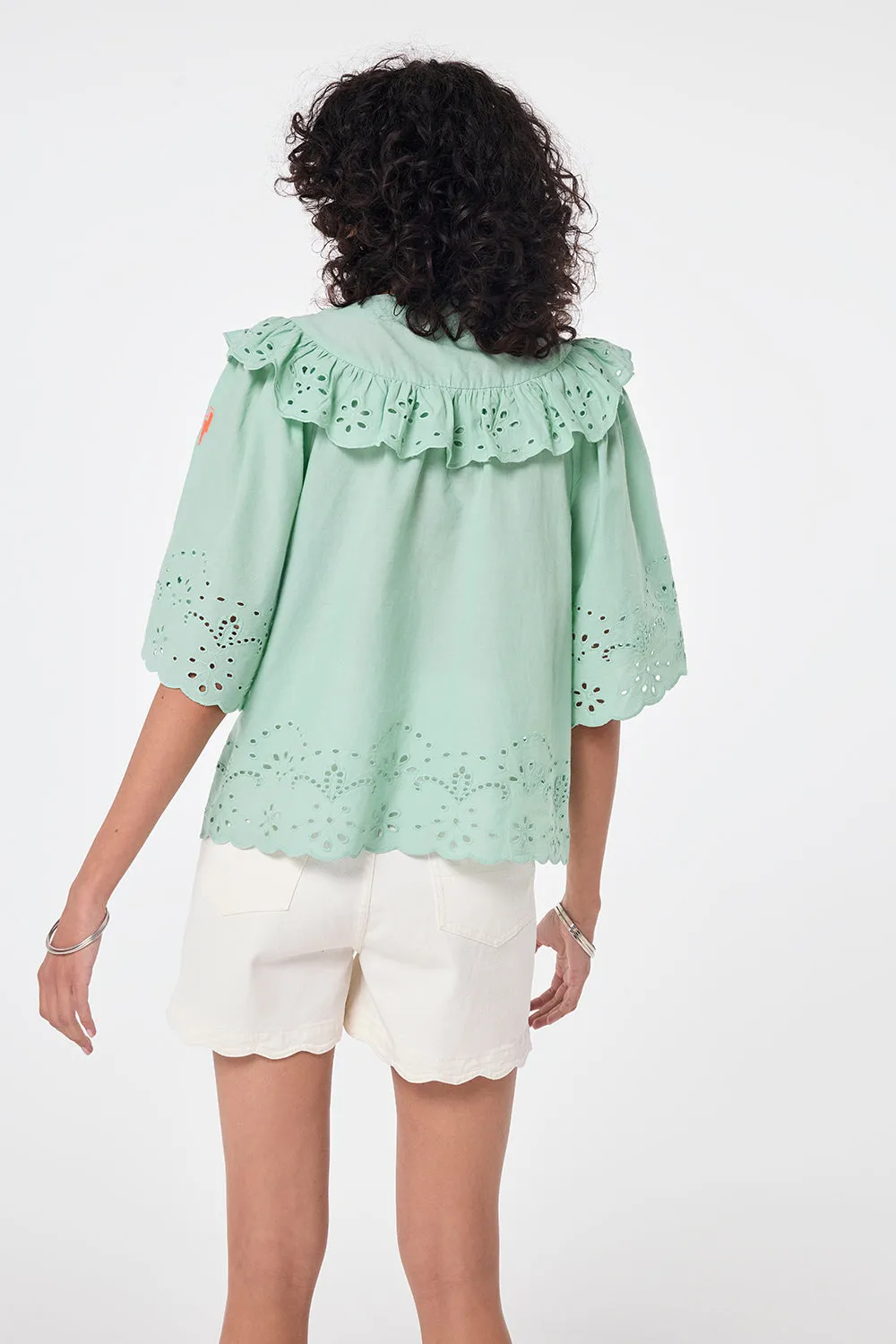 Green Cutwork Blouse