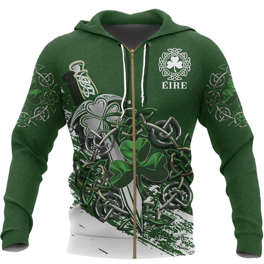 Ireland - Celtic Shamrock & Sword Zipper Hoodie A7