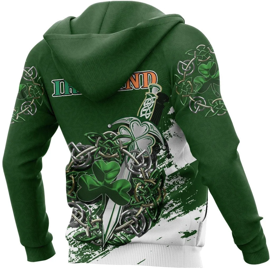 Ireland - Celtic Shamrock & Sword Zipper Hoodie A7