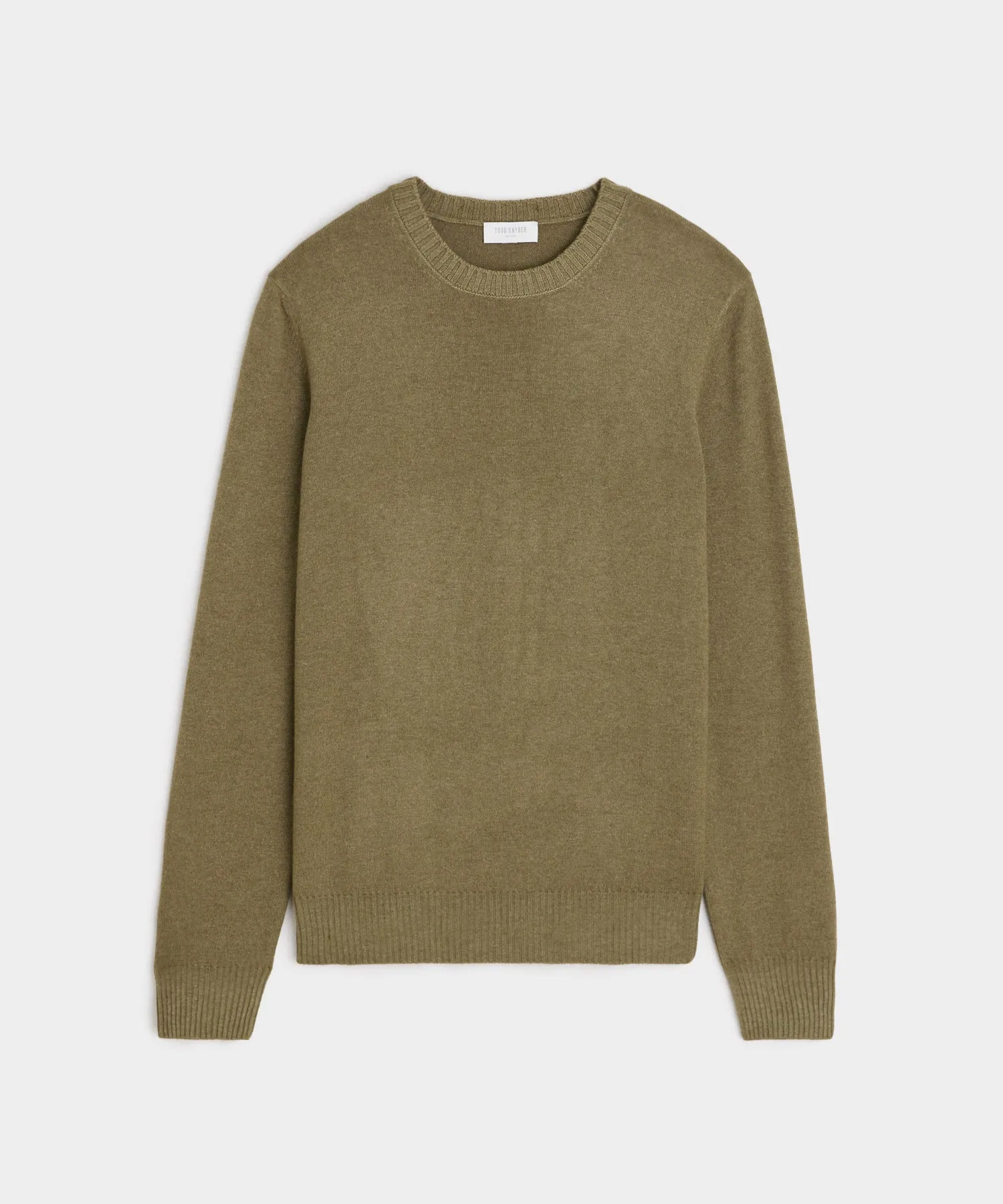 Italian Garment Dyed Cashmere Crewneck Sweater in Olive