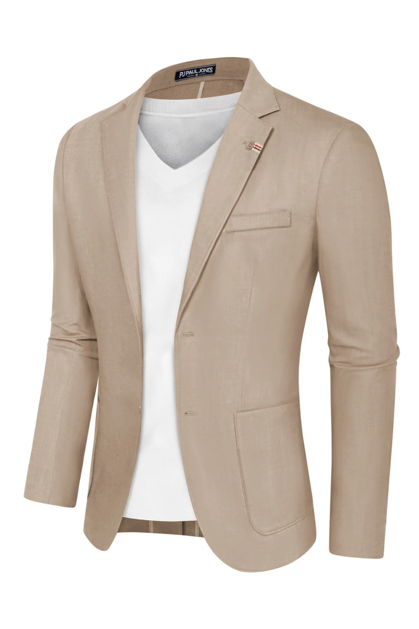 Mens Blazer Casual Cotton-Linen Sport Coat Lightweight 2 Button Unlined Suit Jackets