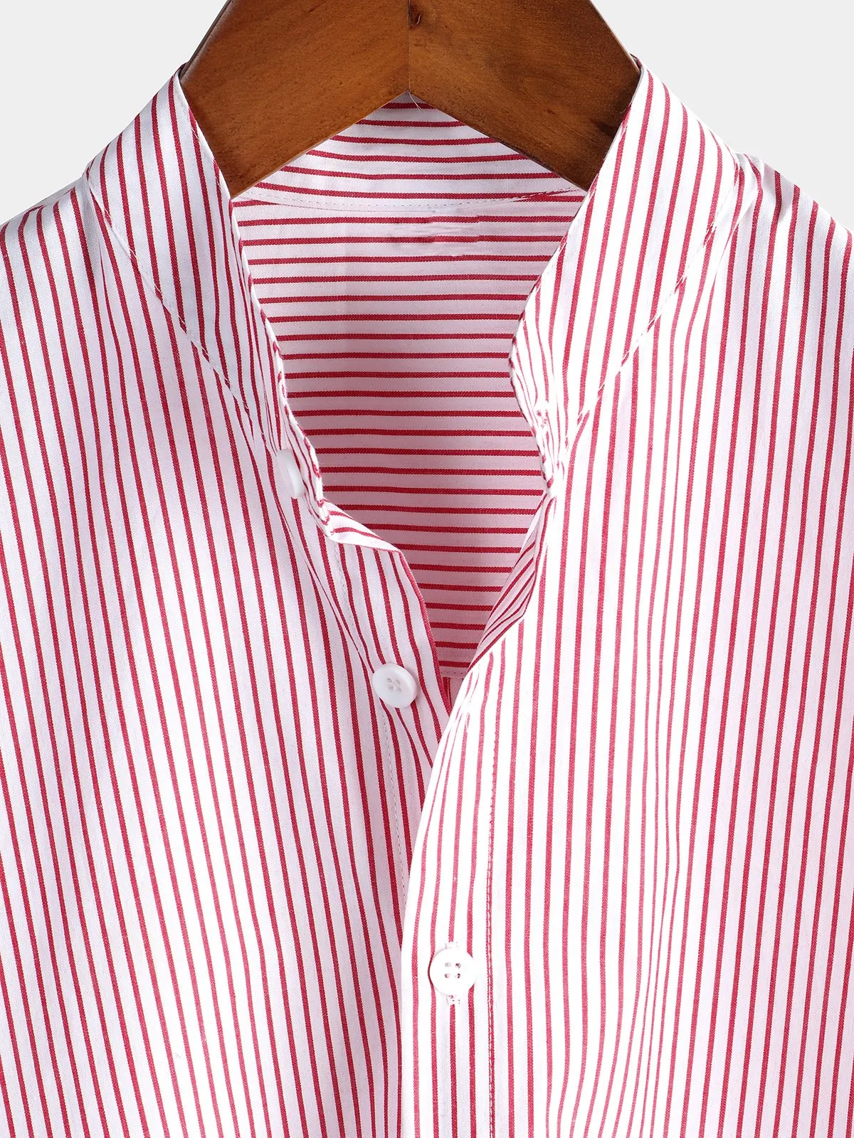 Men's Breathable Stand Collar Short Sleeve Striped Shirts