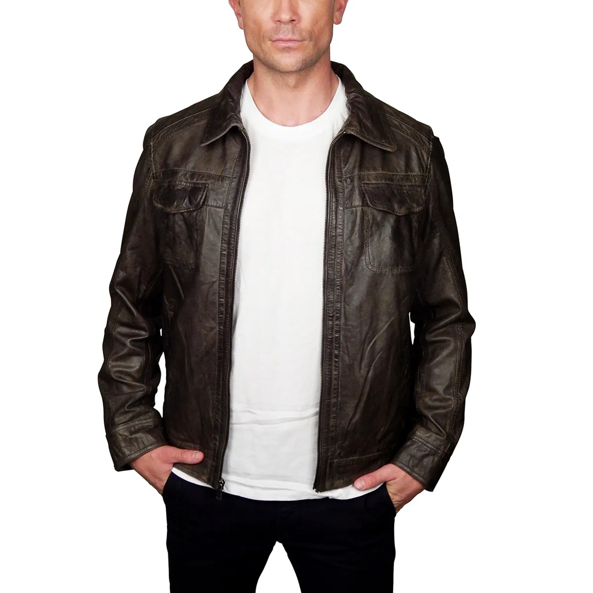 Missani Le Collezioni - "PICCOLI" Leather Jacket in Olive