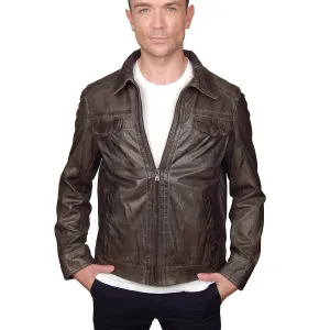 Missani Le Collezioni - "PICCOLI" Leather Jacket in Olive