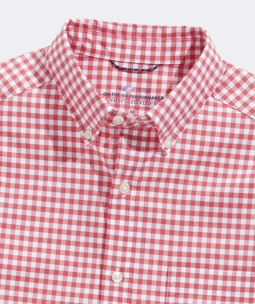 On-The-Go brrr° Gingham Shirt in Sailors Red by Vineyard Vines