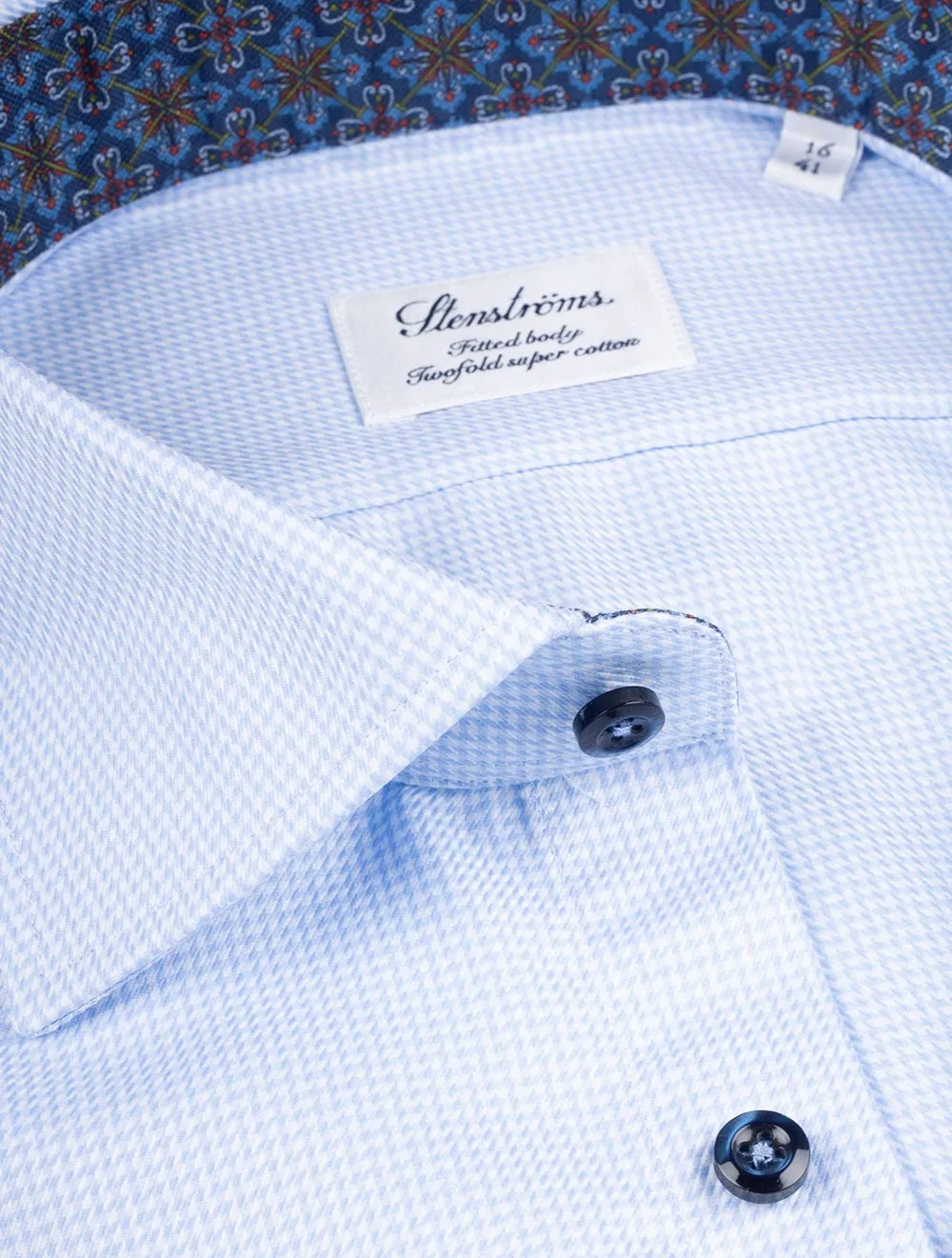 Pattern Inlay Shirt Blue