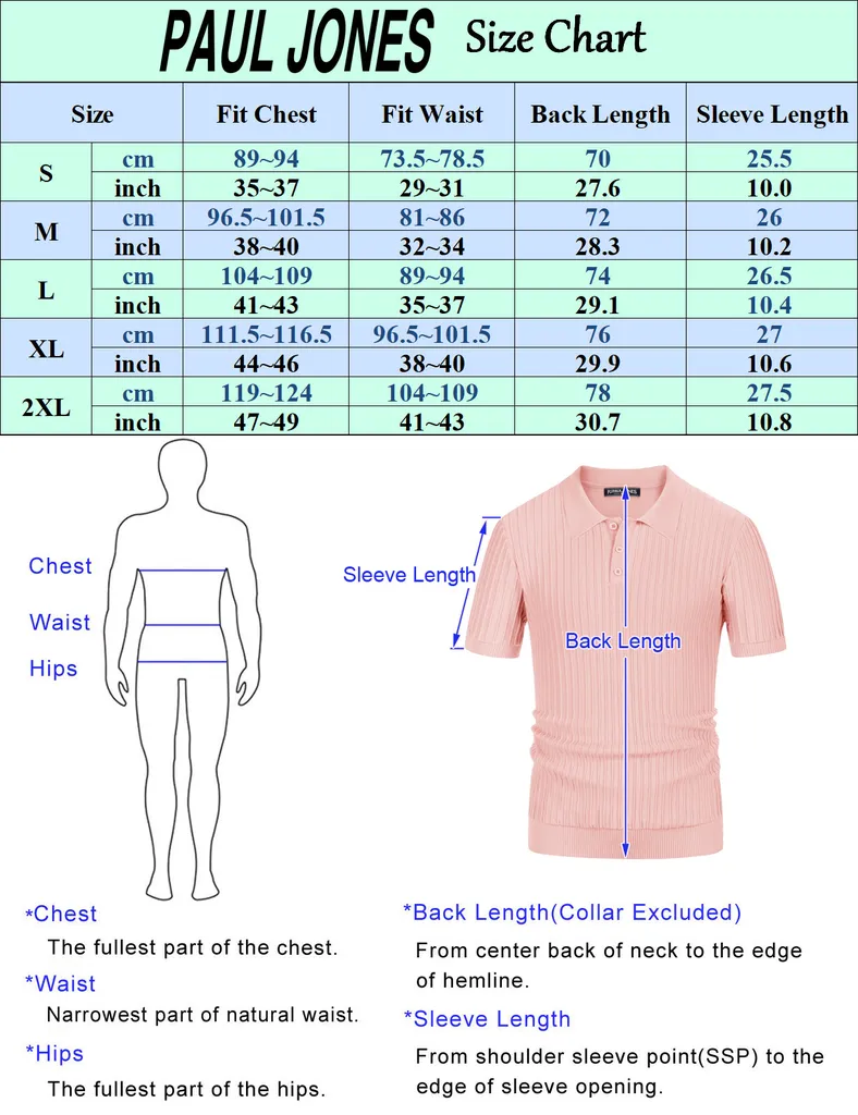 Paul Jones Mens Knit Polo Shirts Casual Short Sleeve Regular Fit Breathable Golf Pullover Shirts