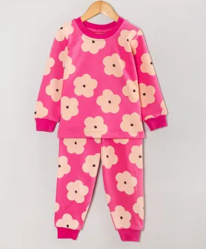 PINK BIG FLOWER PRINT TRACKSUIT