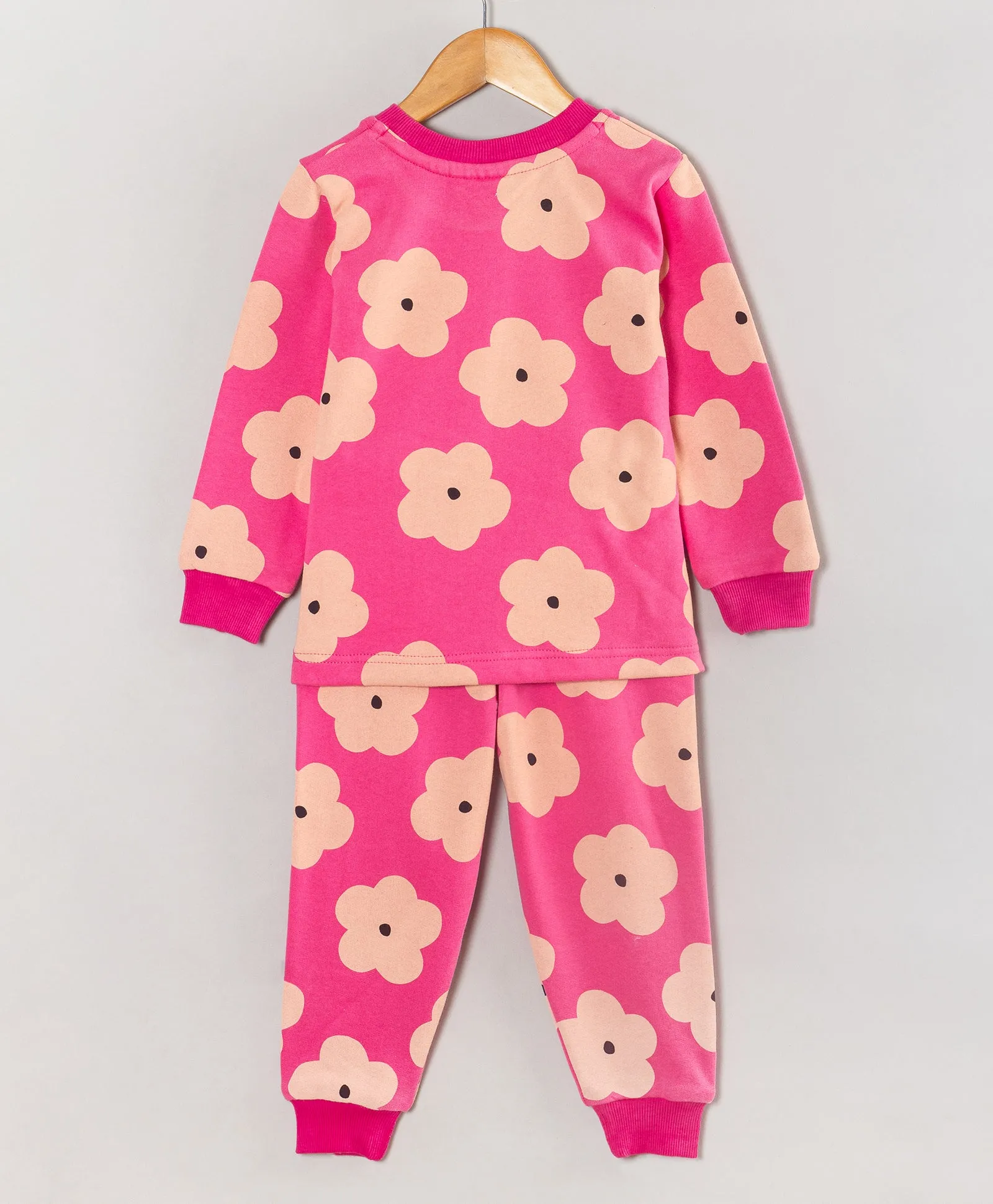 PINK BIG FLOWER PRINT TRACKSUIT