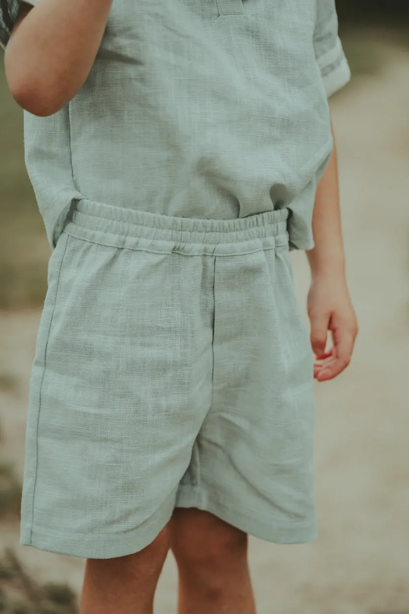 Plom Linen Shorts | Frosted Green