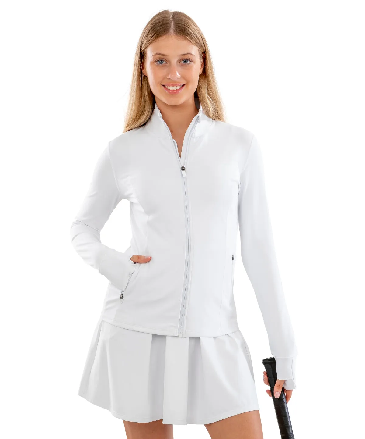 Spiro recycled womens fitness jacket | White