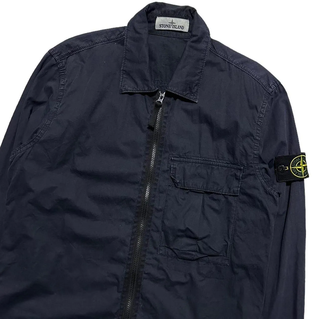 Stone Island Navy Single Pocket Canvas Overshirt