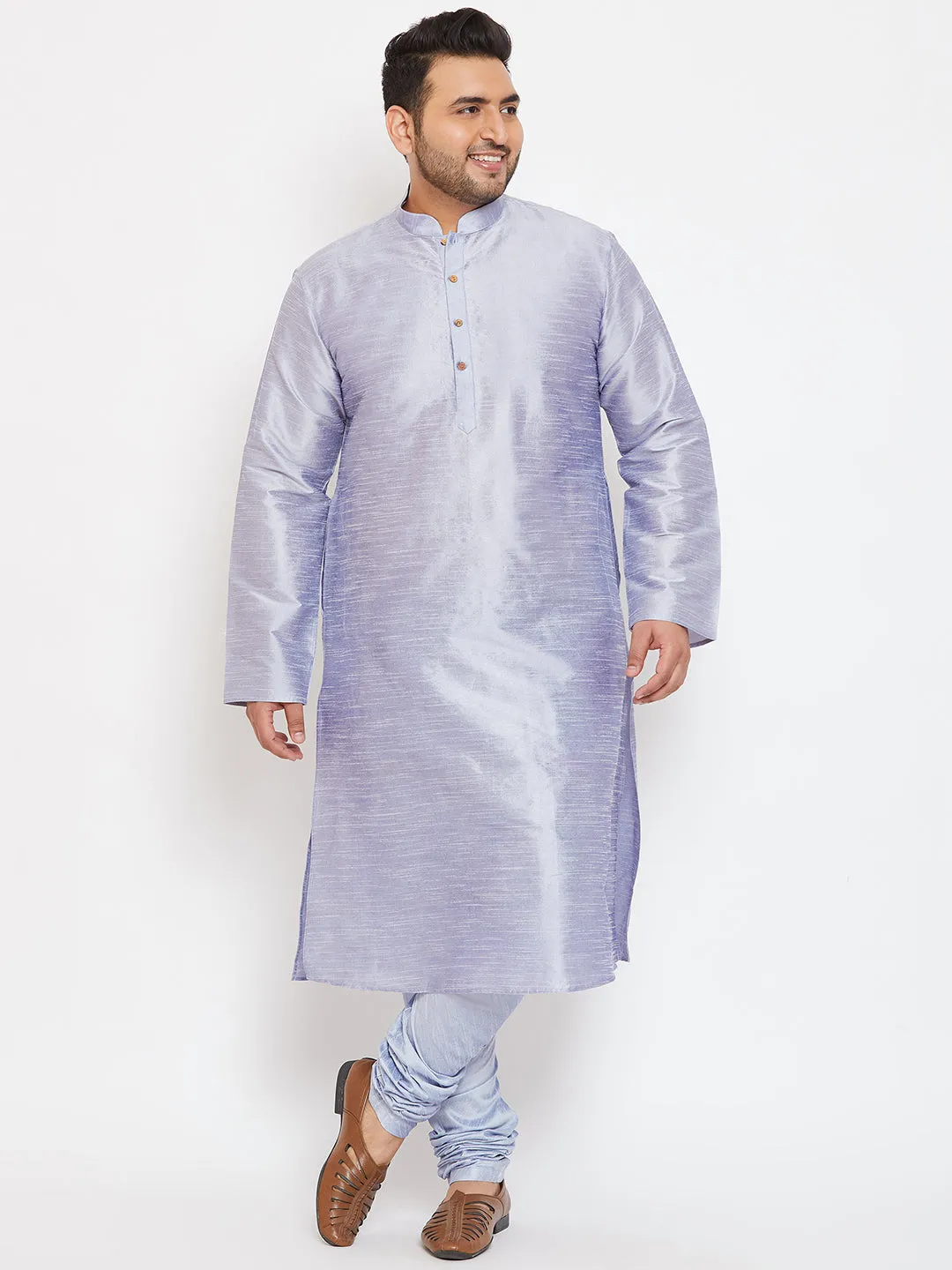 VASTRAMAY Lavender Silk Blend Men's Kurta