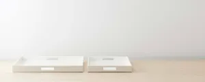 white lacquered trays