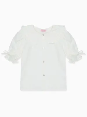 White Polka Dot Sarita Girl Shirt