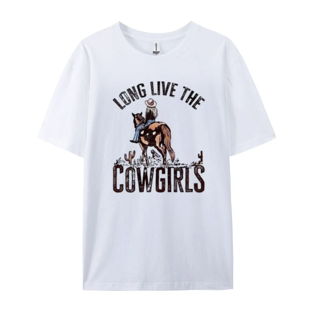 Women Long Live The Cowgirl Print Graphic T-shirt