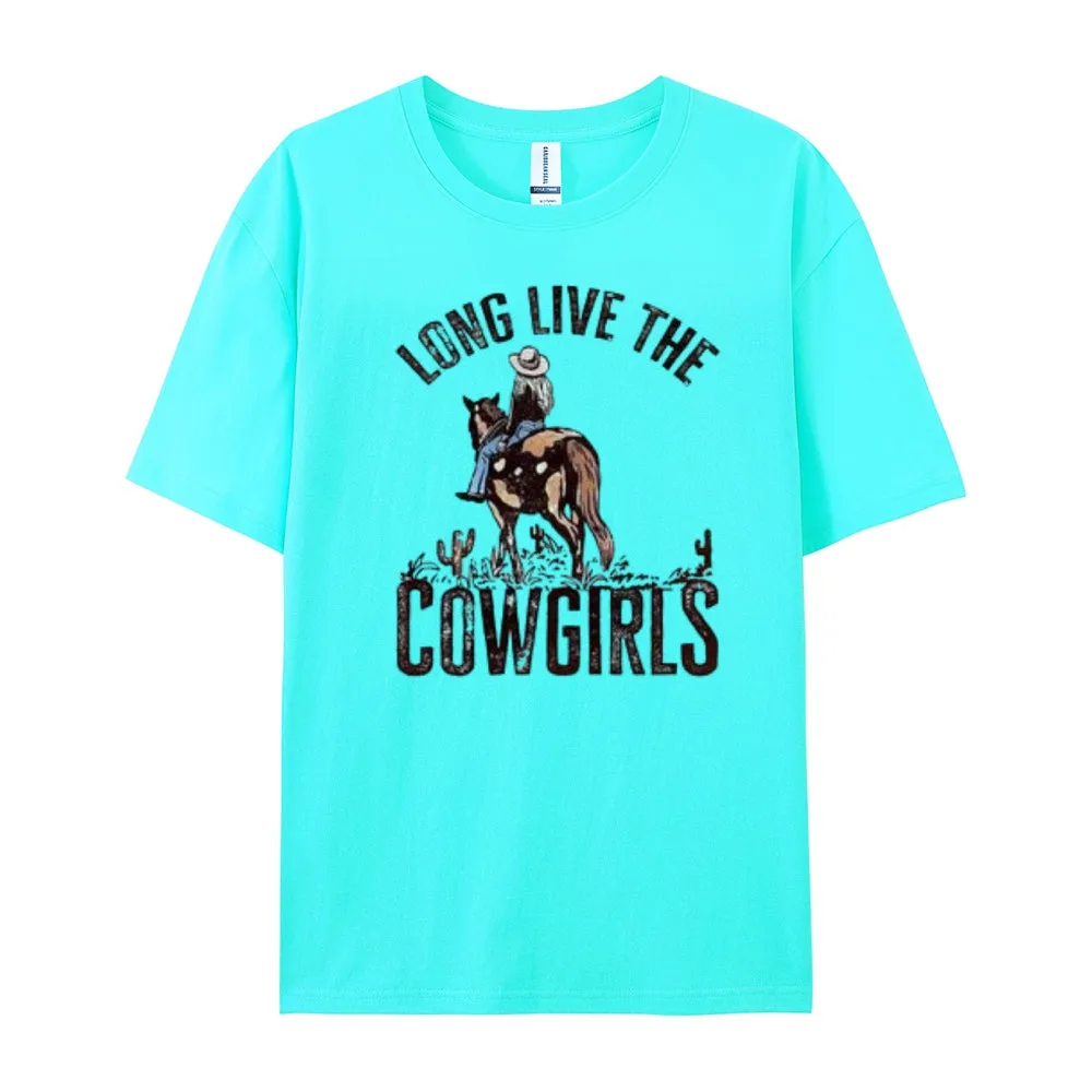 Women Long Live The Cowgirl Print Graphic T-shirt