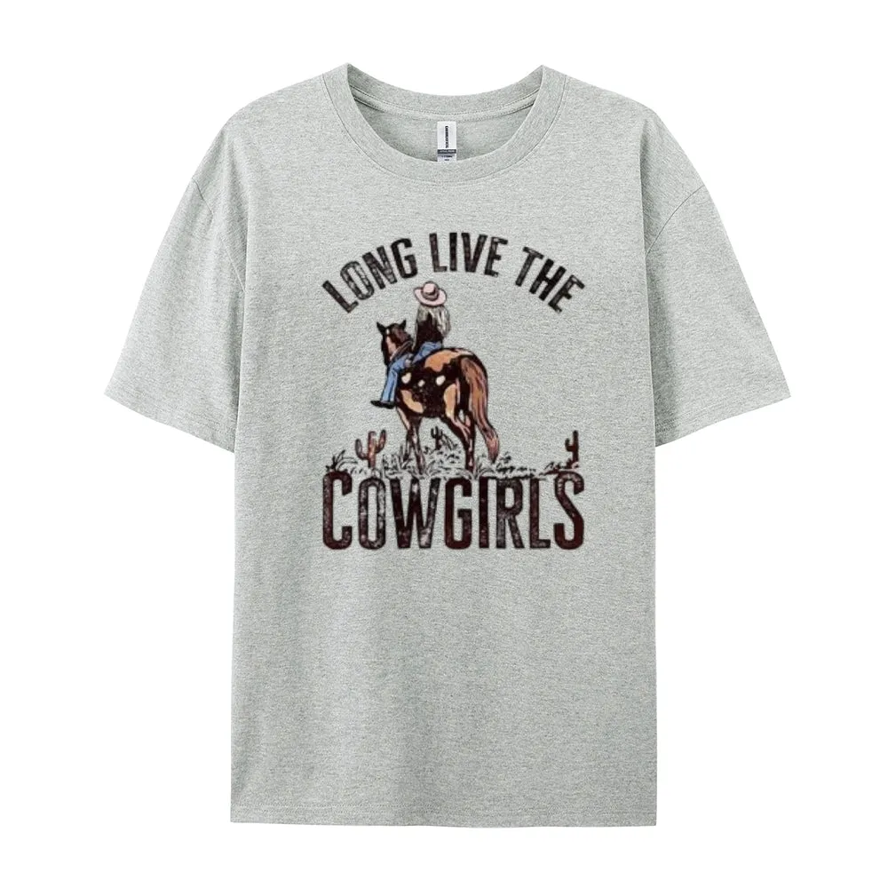 Women Long Live The Cowgirl Print Graphic T-shirt