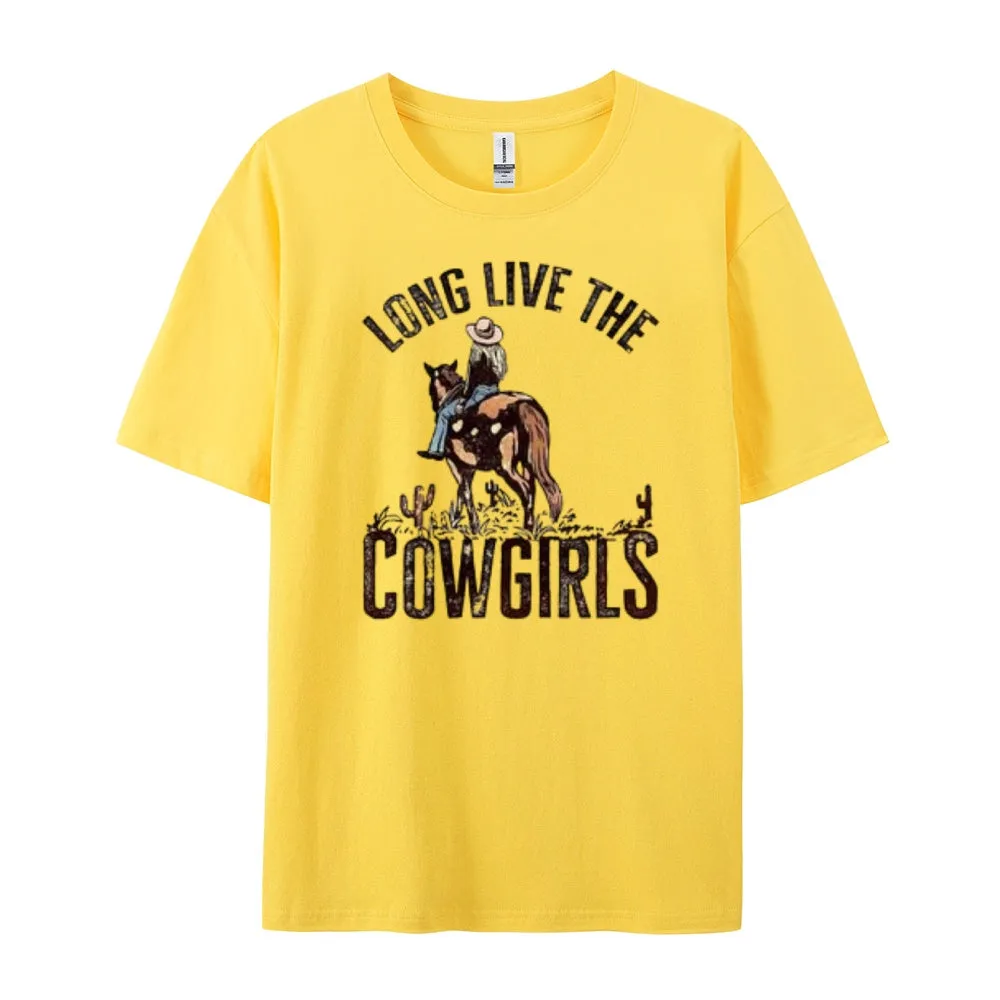 Women Long Live The Cowgirl Print Graphic T-shirt