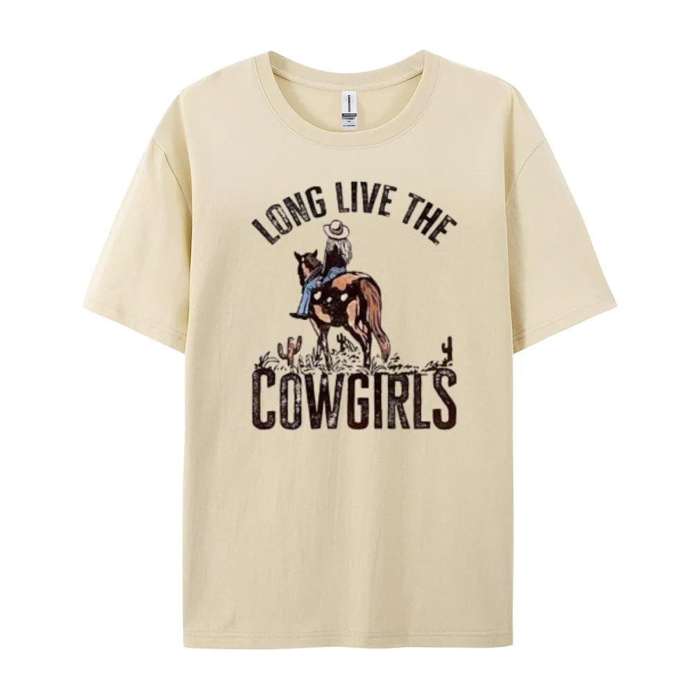 Women Long Live The Cowgirl Print Graphic T-shirt