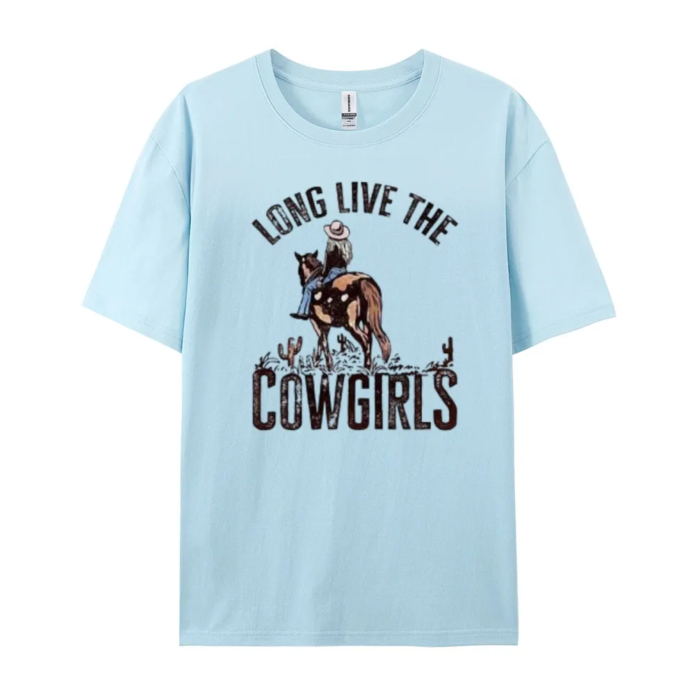 Women Long Live The Cowgirl Print Graphic T-shirt