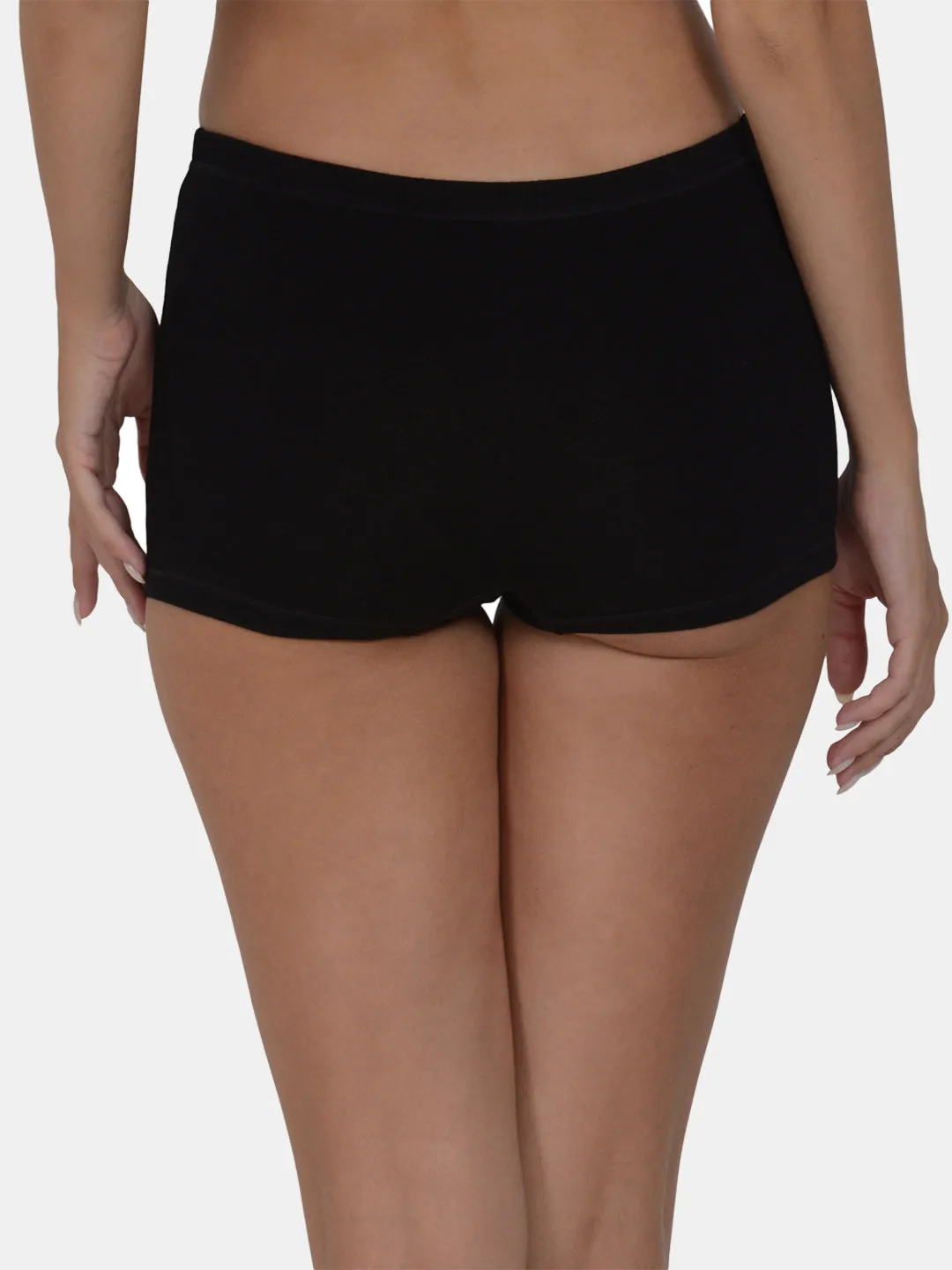 Women’s Solid Black Mid-Rise BoyShort Brief | JOY-BLK-1 |