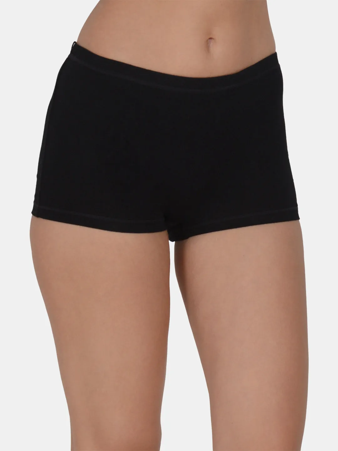 Women’s Solid Black Mid-Rise BoyShort Brief | JOY-BLK-1 |