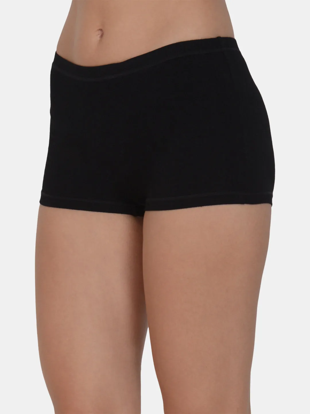 Women’s Solid Black Mid-Rise BoyShort Brief | JOY-BLK-1 |